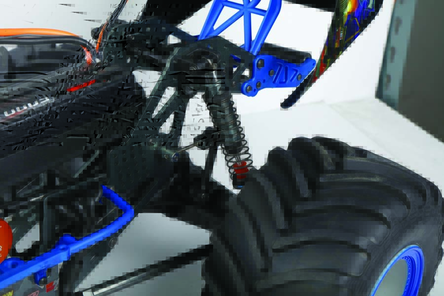 The chassis is designed to accommodate multiple shock setups.