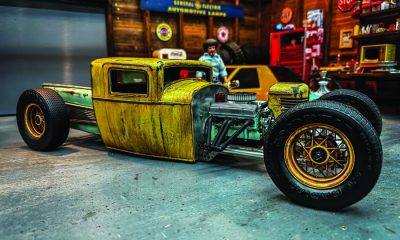 Keeping it scale with some wheels and tires that are taken from a Hot Rod model kit.