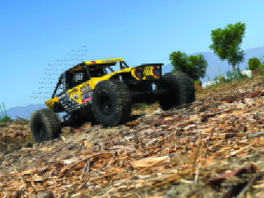The racer’s molded Lexan body panels are designed to withstand the riggors of off-road racing.
