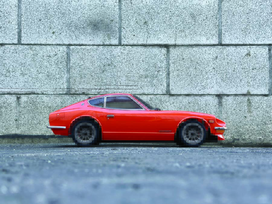 The Datsun 240Z’s silhouette is instantly identifiable, even in 1/10 scale.