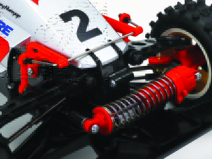 The buggy’s front monoshock and front stabilizer setup performs quite well over rough terrain.