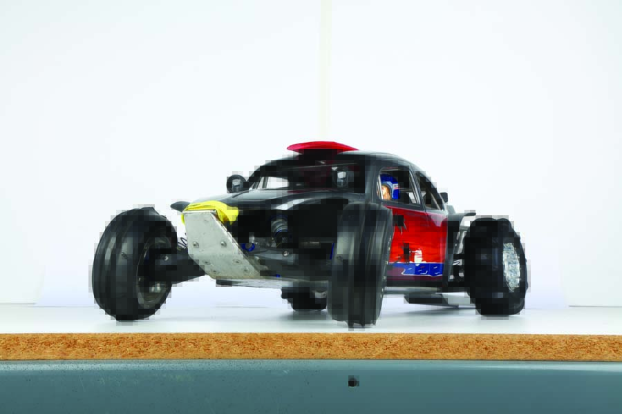 The chassis’ 3/16-inch aluminum plate protects the front of the Surf Bug from damage.