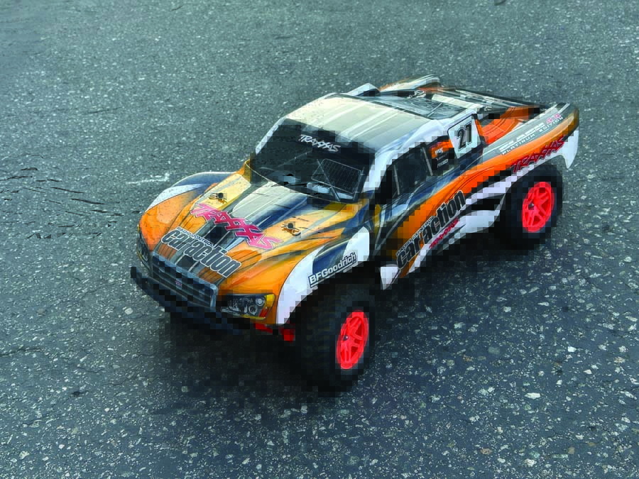 Our Slash 2WD looks brand-new and was easily customized thanks to a ProGraphix Slash body. Most of the graphics came pre-applied and we did the final one-color painting with Traxxas ProGraphix spray paint. 